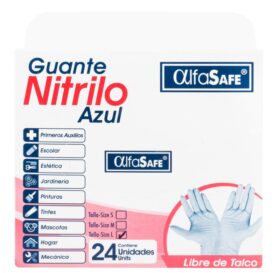 GUANTE EXAM.NITRILO AZUL ALFA T.L 24 UND