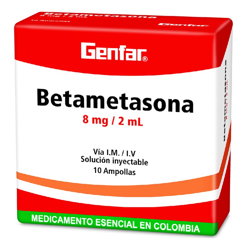 100010201 BETAMETASONA 8 MG 2 ML 10 AMPOLLAS GF - Imagen 1