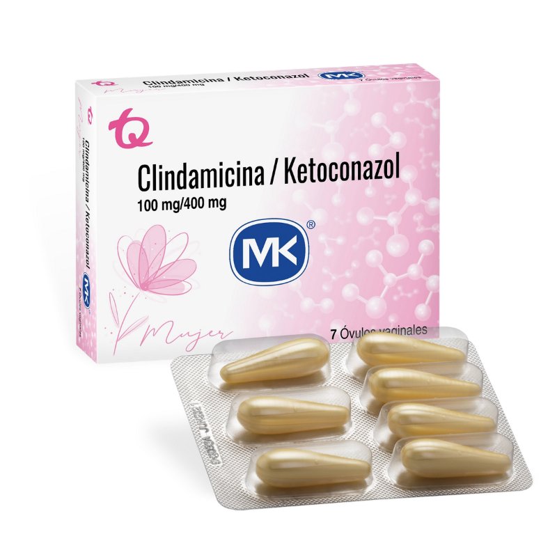 100025840 CLINDAM.100MG+KETOCON.400 MG 7 OVULOS MK - Imagen 1
