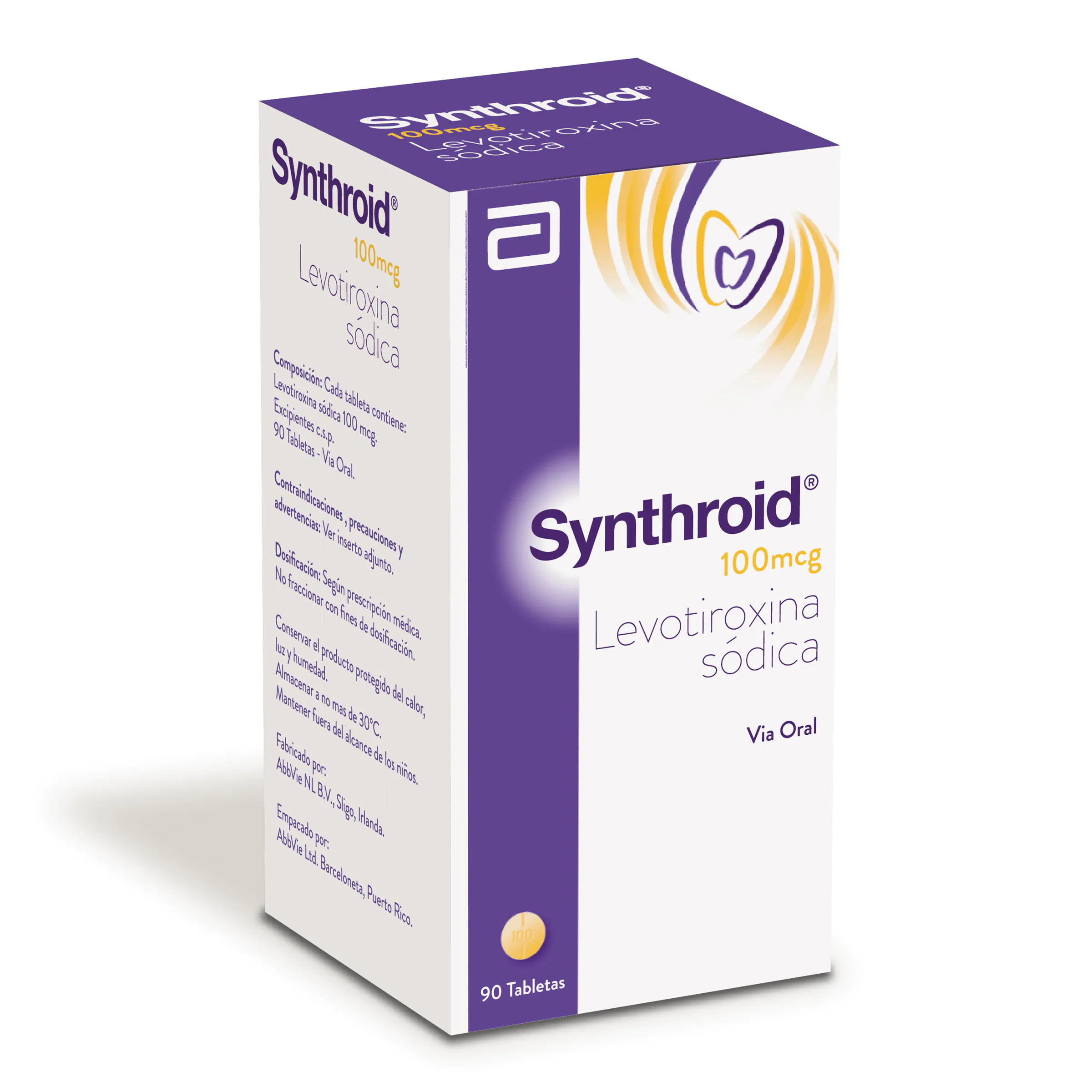 SYNTHROID 100 MCG FRASCO 90 TABLETAS - Imagen 1