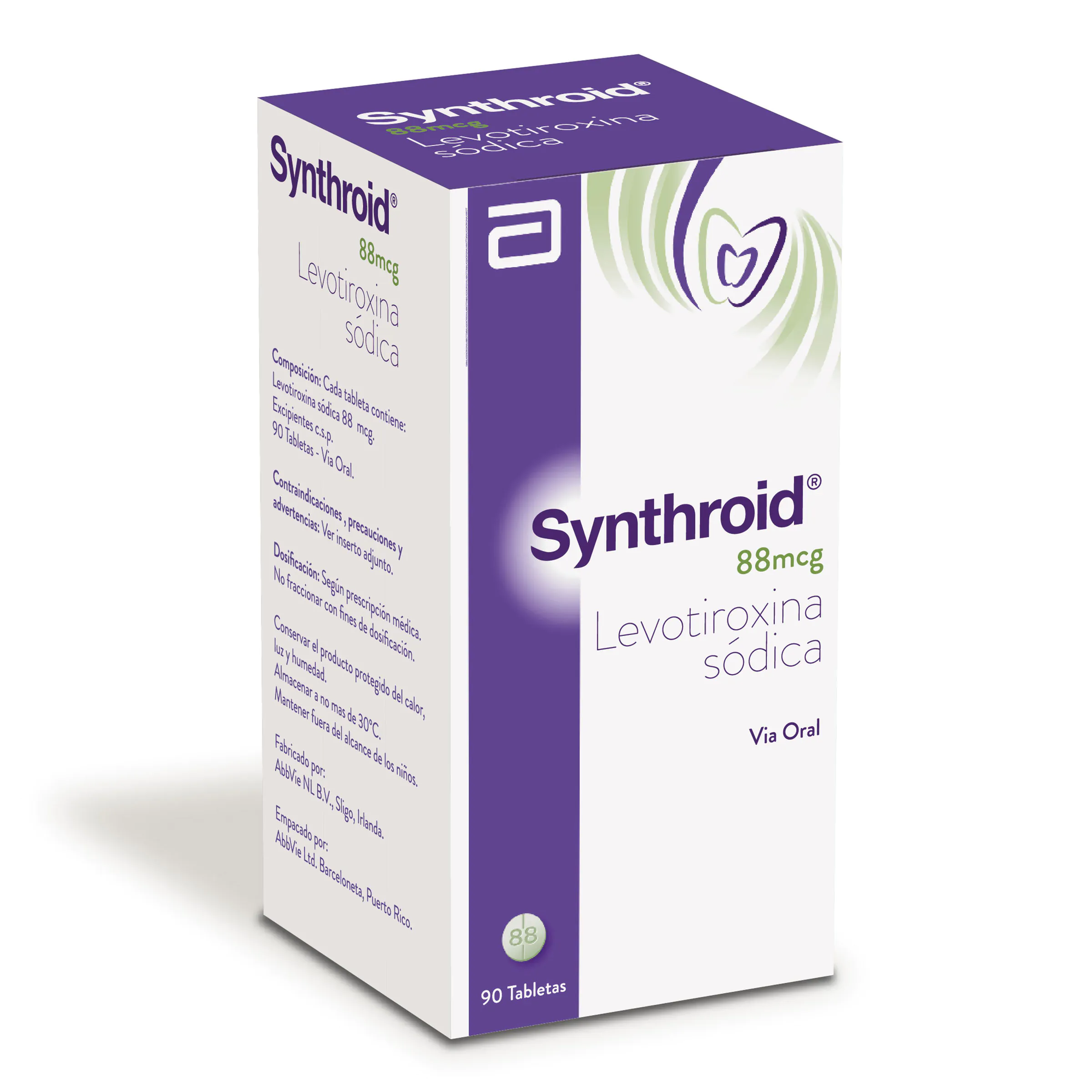 SYNTHROID 88 MCG FRASCO 90 TABLETAS - Imagen 1