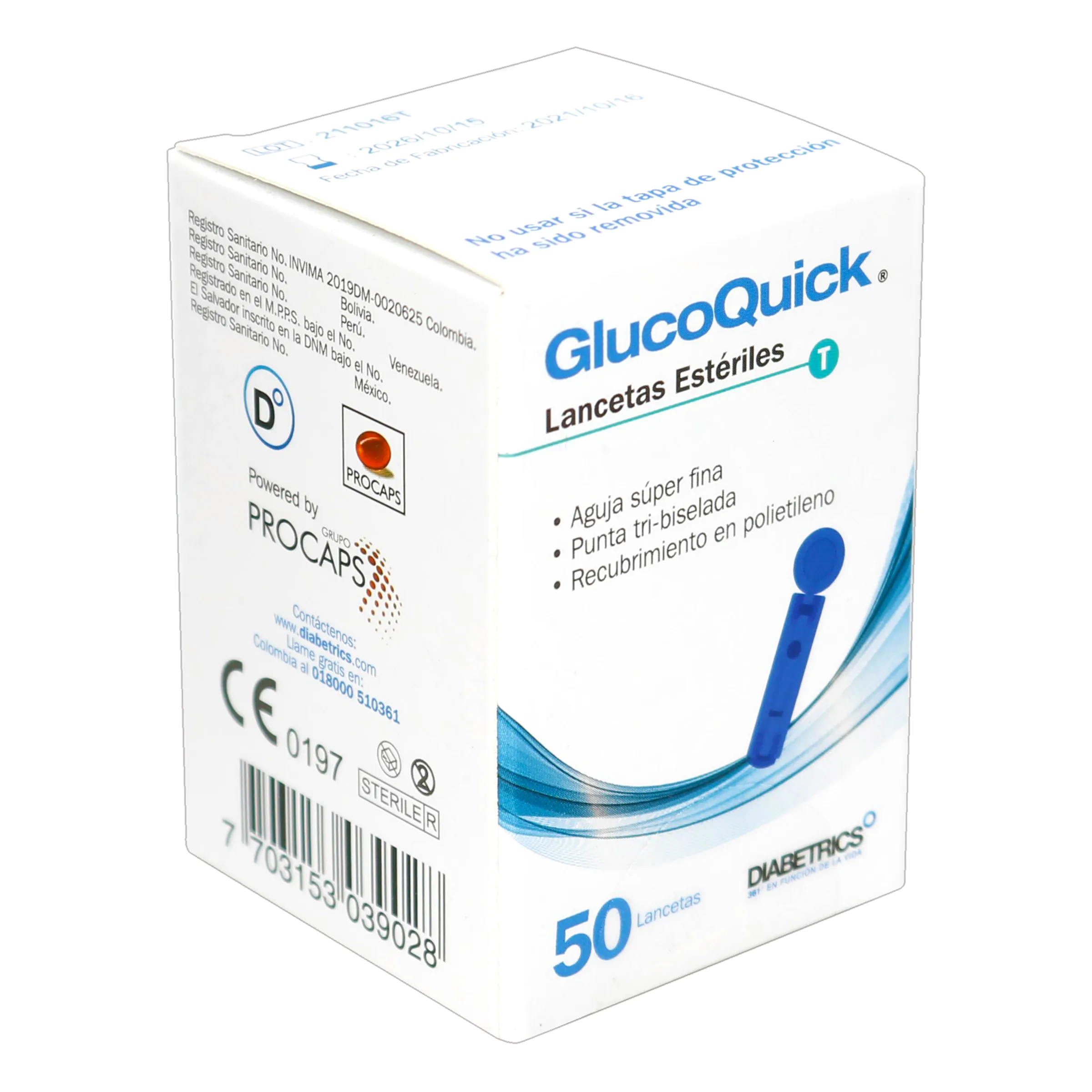 100027101_7 LANCETAS GLUCOQUICK ESTERILES 50 UND - Imagen 1
