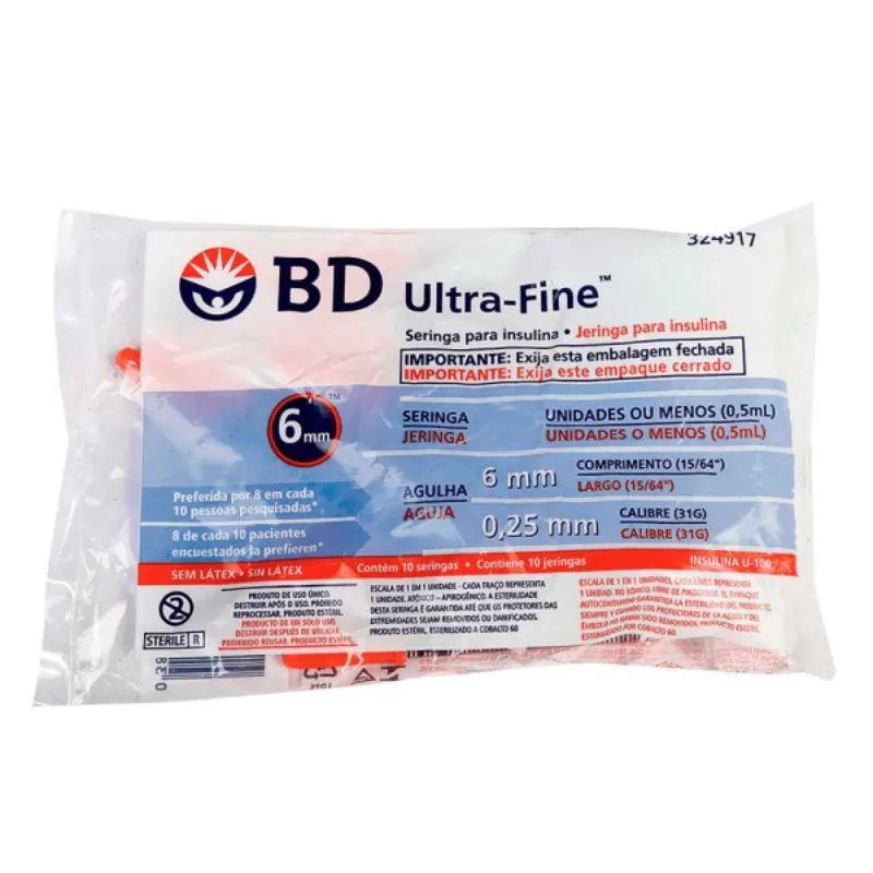 JERINGA BD INS.0.5 ML 31GX6MM 10 UND - Imagen 1