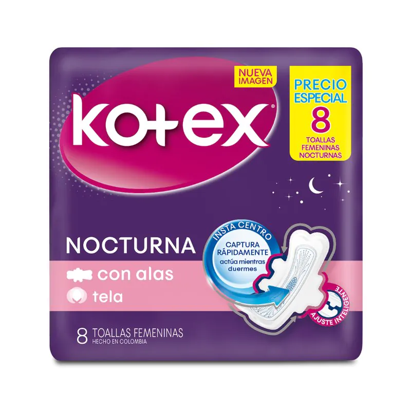 TOA.KOTEX NOCTURNA TELA 8 UND P.E - Imagen 1