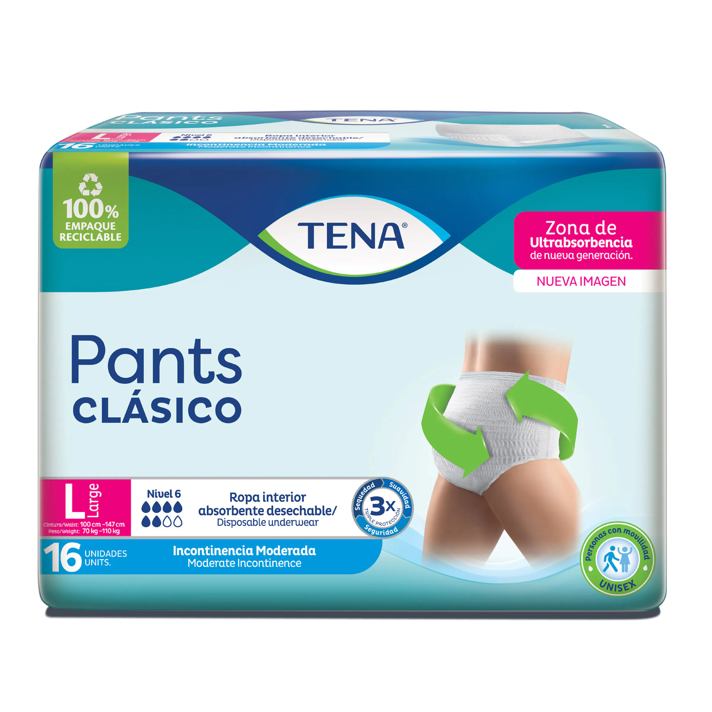 200040055 TENA PANTS COMFORT LARGE 16UNID - Imagen 1