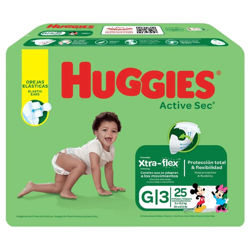200043294-1.jpg HUGGIES ACTIVE SEC ET.3 GDE 25 UNDS - Imagen 1