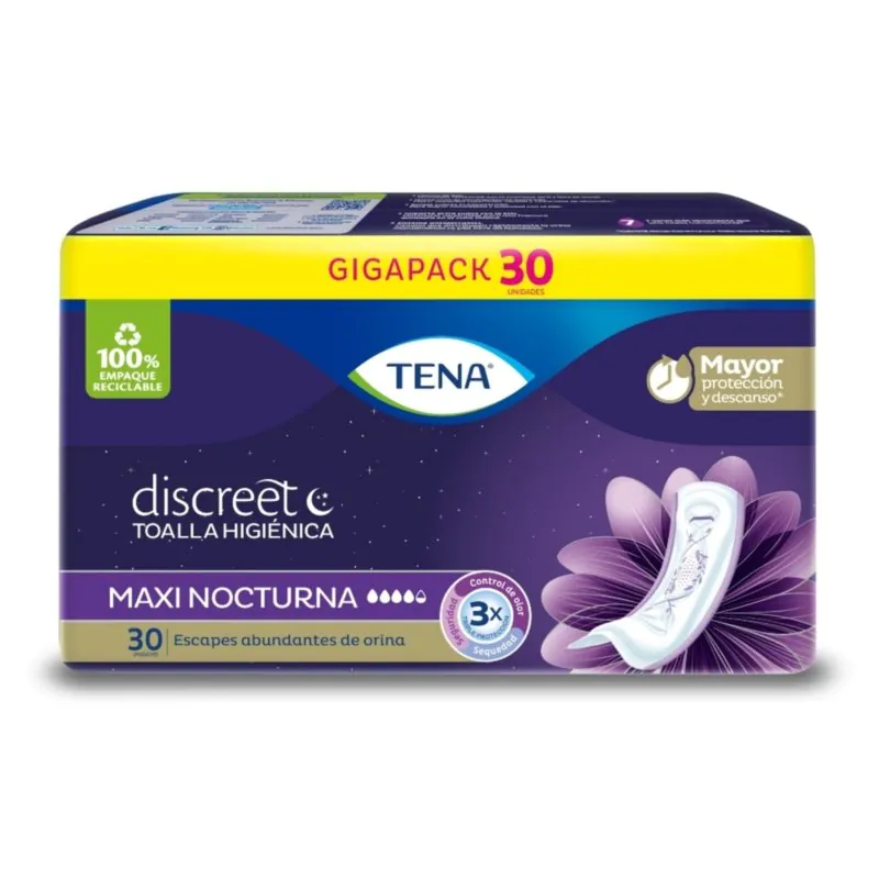 TOA.TENA DISCREET MAXI NIGHT 30 UNDS - Imagen 1