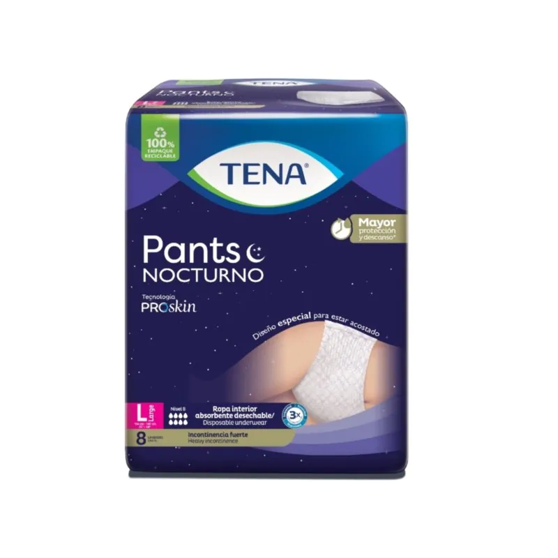 TENA PANTS NOCTURNO LARGE 8 UNDS - Imagen 1