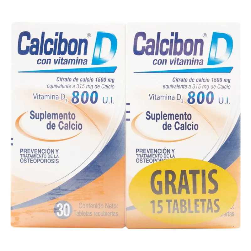 BION 3 60 TABLETAS RECUBIERTAS CALCIBON D 800 UI 30 TBS GRATIS 15 TBS - Imagen 1