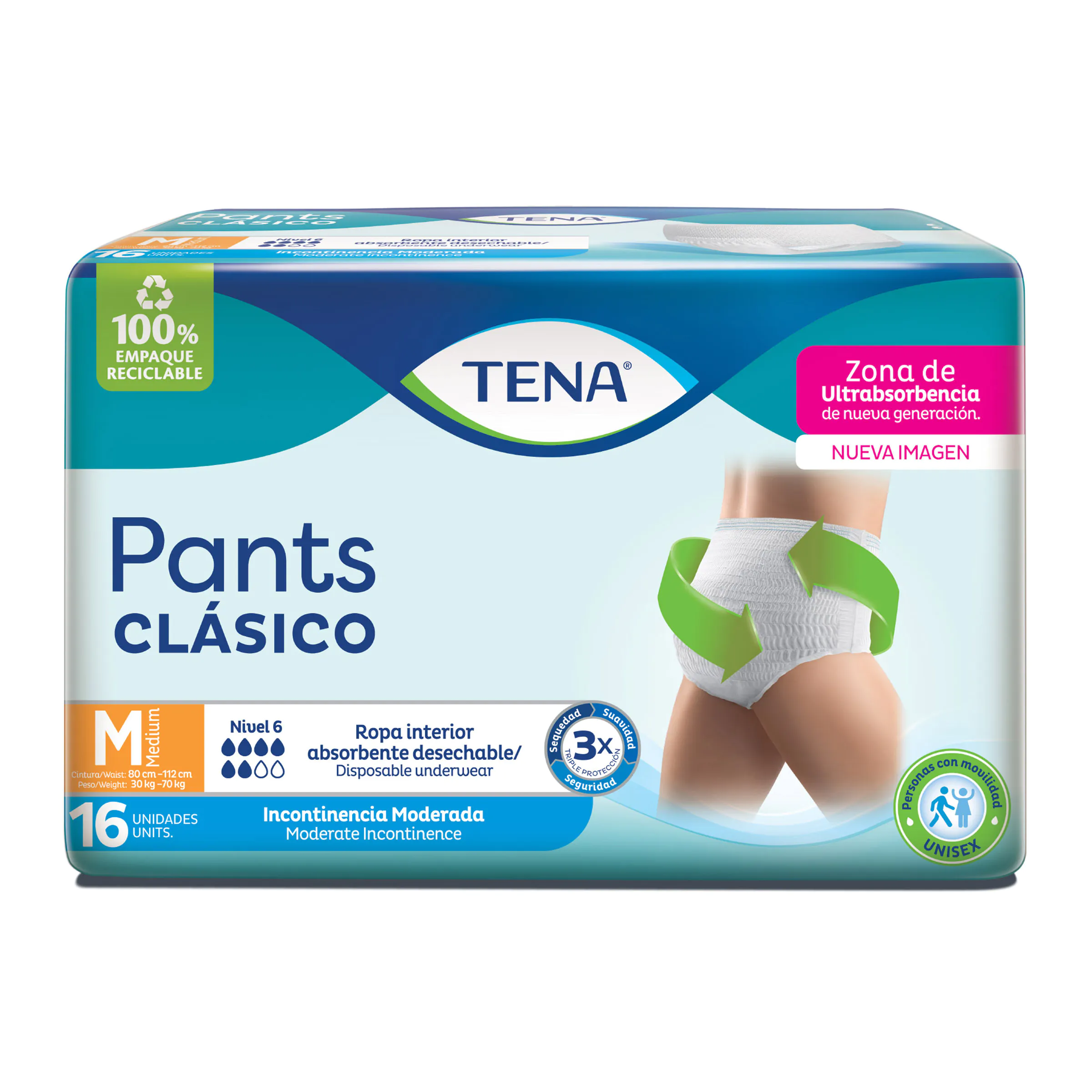 ropa-interior-absorbente-tena-pants-clasico-confort-care-m-paquete-x-16-uds-200040054_1 TENA PANTS COMFORT MEDIUM 16 UND - Imagen 1