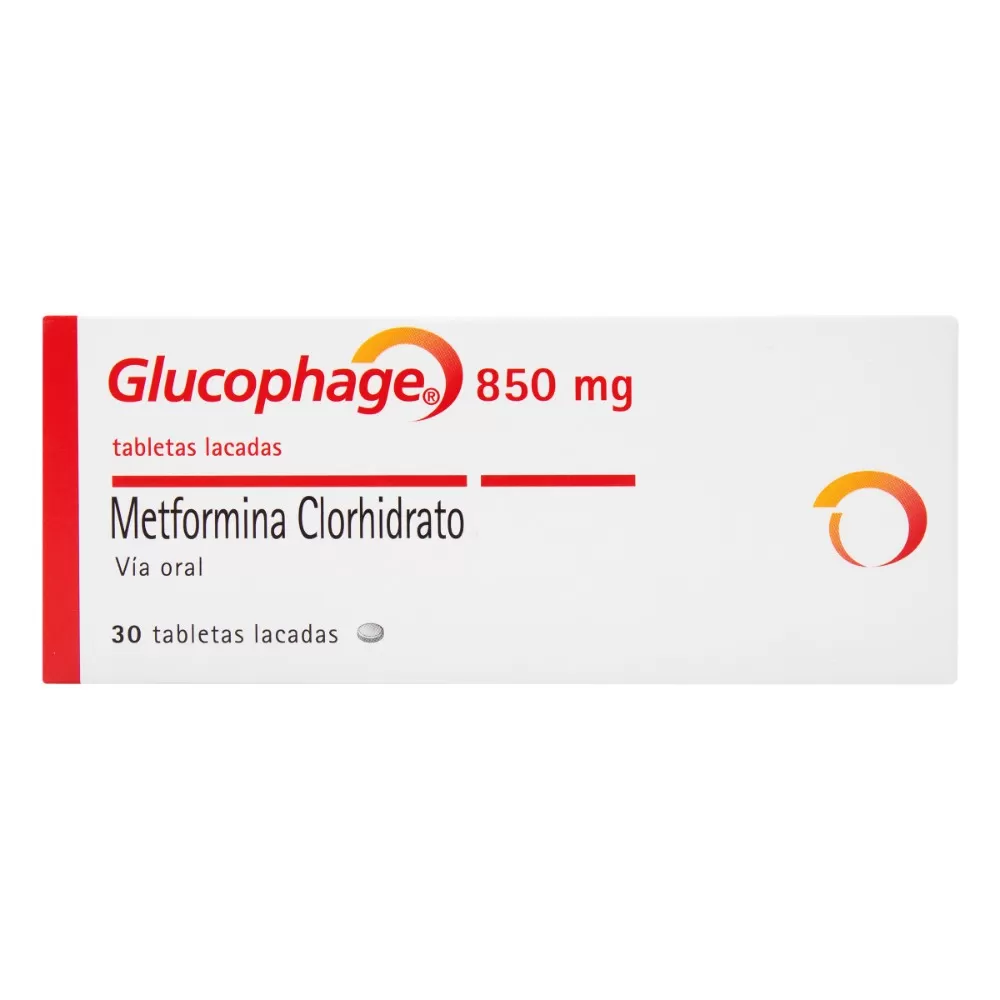 GLUCOPHAGE 850 MG 30 TABLETAS - Imagen 1