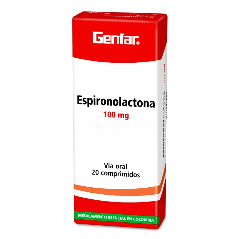 100013658.jpg ESPIRONOLACTONA 100 MG 20 TABLETAS GF - Imagen 1