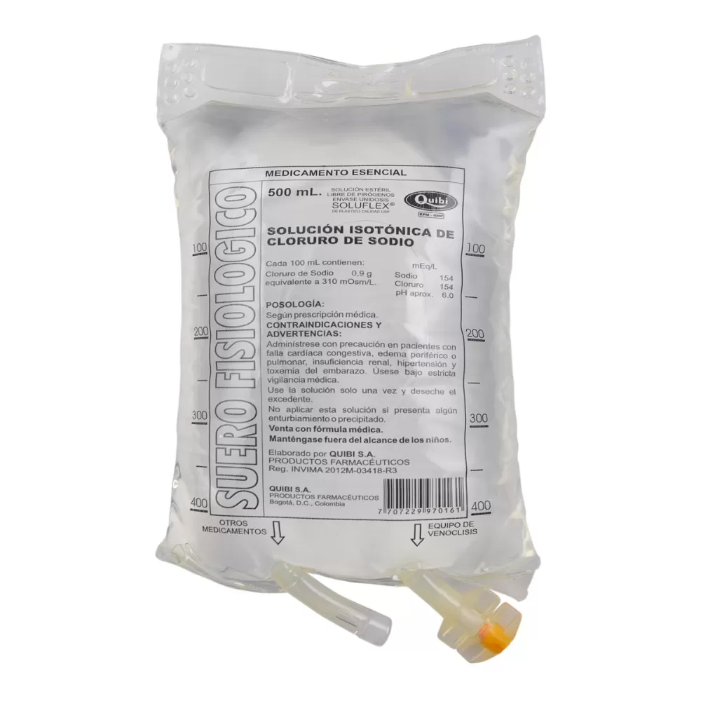 100014043.jpg SUERO FISIOLOGICO QUIBI BOLSA 500 ML - Imagen 1