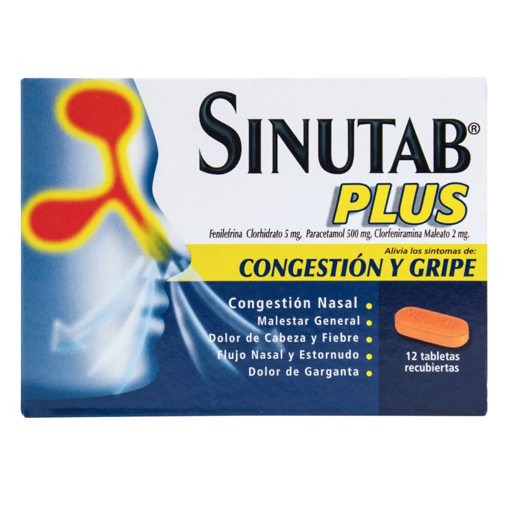 100016646.jpg SINUTAB PLUS 12 TABLETAS - Imagen 1