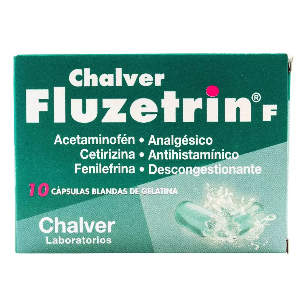 FLUZETRIN F 500 MG 10 CAPSULAS CBG - Imagen 1