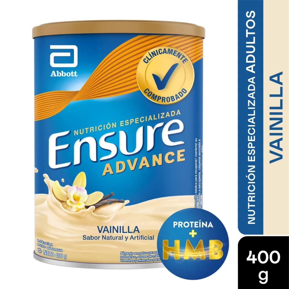 100020058.jpg ENSURE ADVANCE VAINILLA 400 GR - Imagen 1