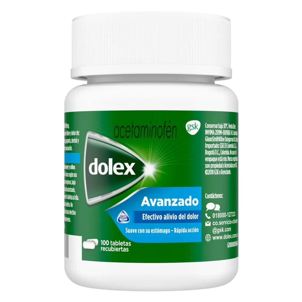 DOLEX AVANZADO 500 MG 100 TABLETAS RECUB - Imagen 1
