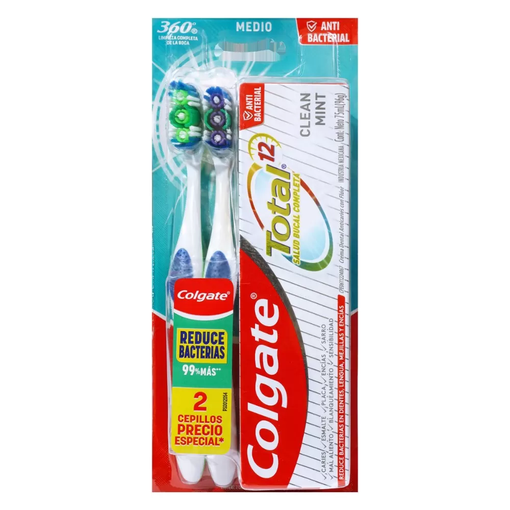 200025231.jpg 2 CEP.COLGATE 360 TWINPACK+TOT.75 ML MED - Imagen 1