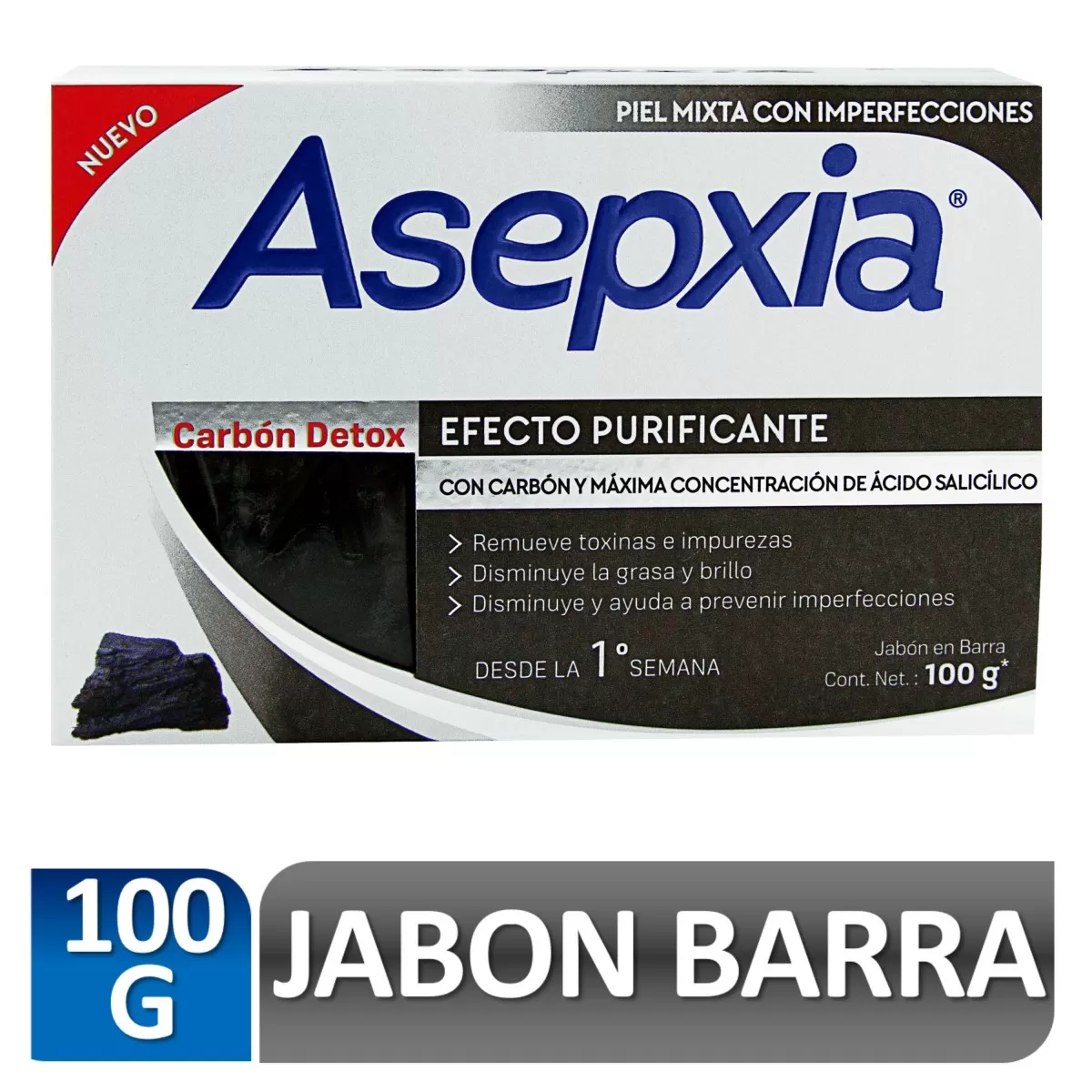200038024.jpg JABON ASEPXIA CARBON DETOX 100 GR - Imagen 1