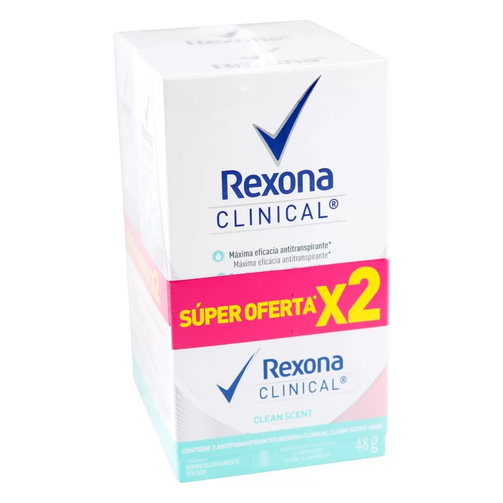 2 DTE.REXONA CLINICAL CLEAN SCENT 48 GR - Imagen 1