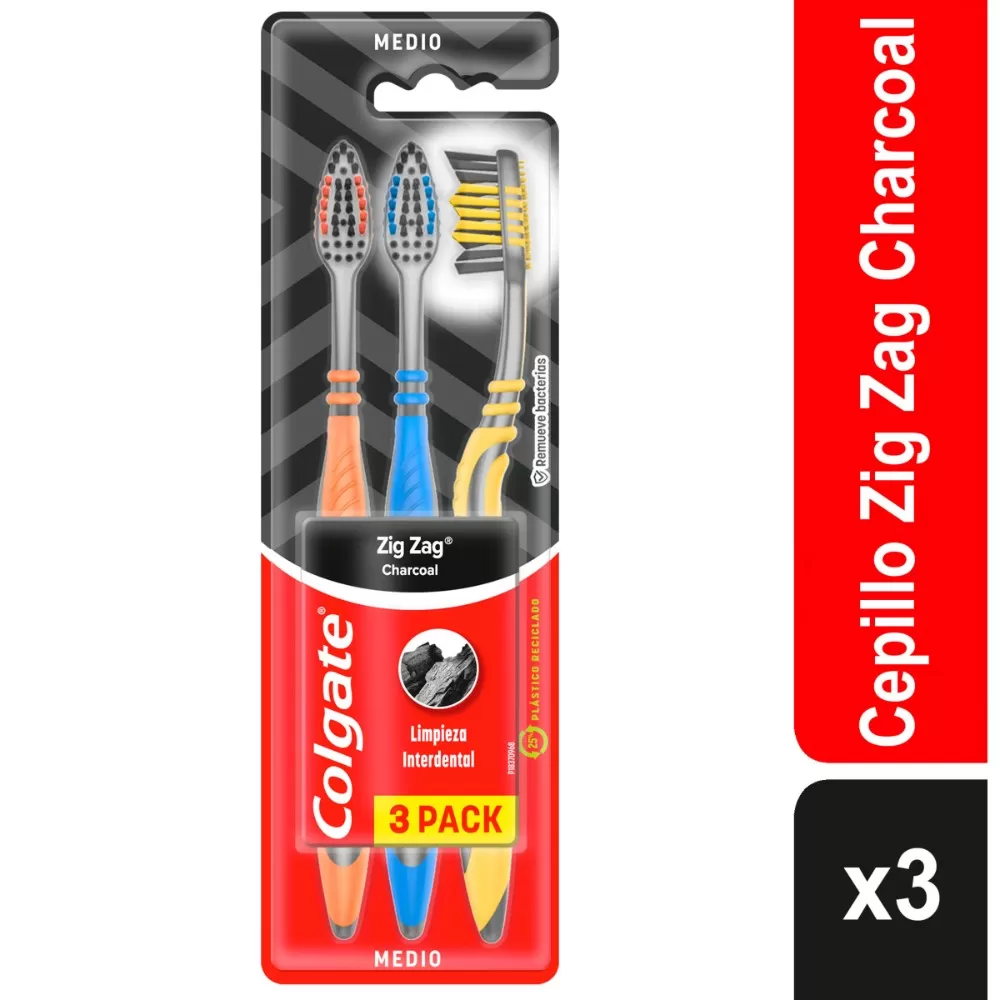3 CEP.DENTAL COLGATE ZIG ZAG CHARCOAL - Imagen 1