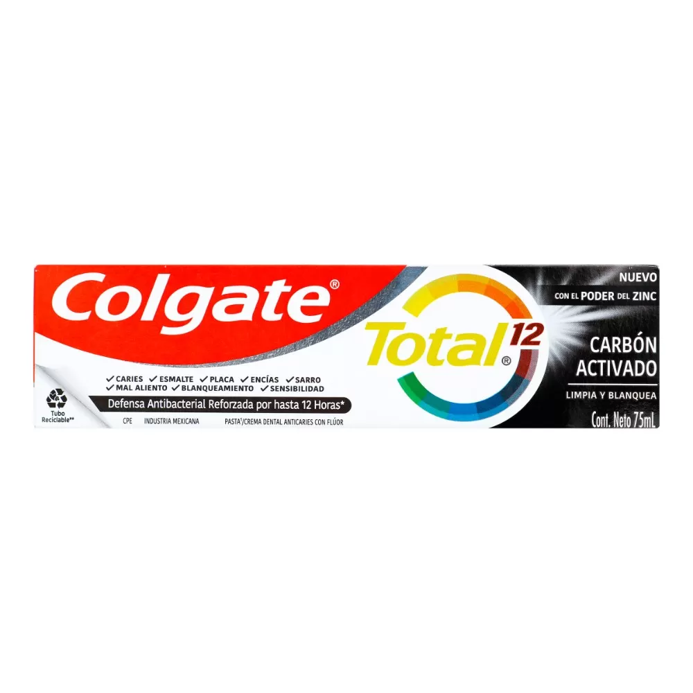 COLGATE TOTAL 12 CARB.ACTIVADO 75 ML - Imagen 1