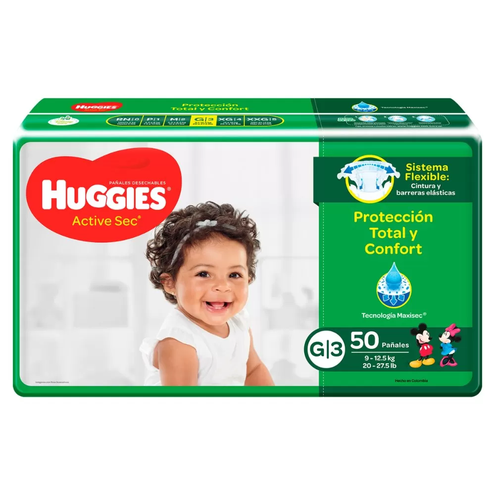 HUGGIES ACTIVE SEC ET.3 GDE 50 UND - Imagen 1