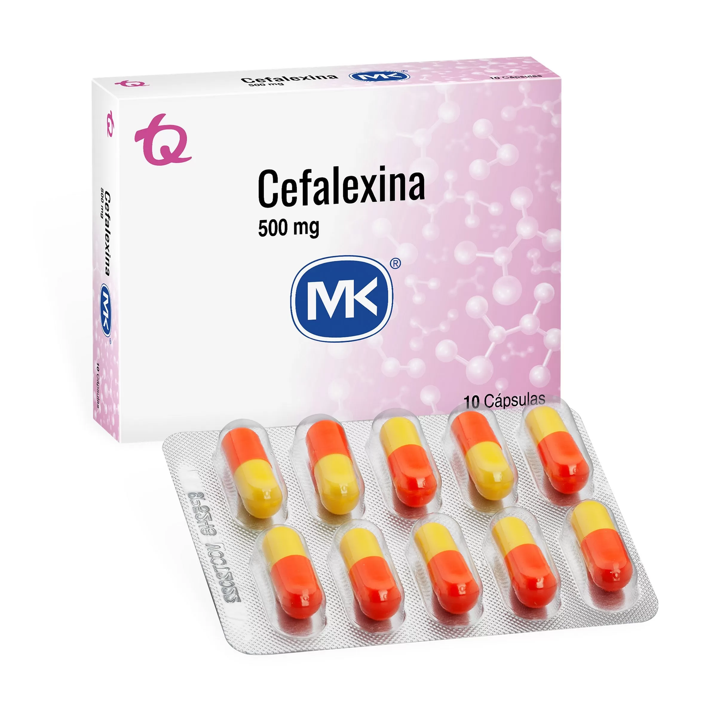 100005791 CEFALEXINA 500 MG 10 CAPSULAS MK - Imagen 1