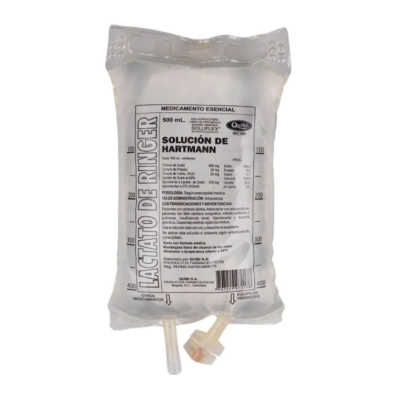 SOLUCION LACTATO RINGER 500ML QUIBI BOLS - Imagen 1