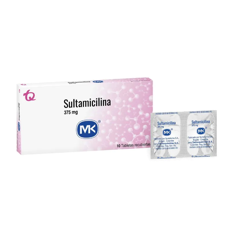 SULTAMICILINA 375 MG 10 TABLETAS MK - Imagen 1