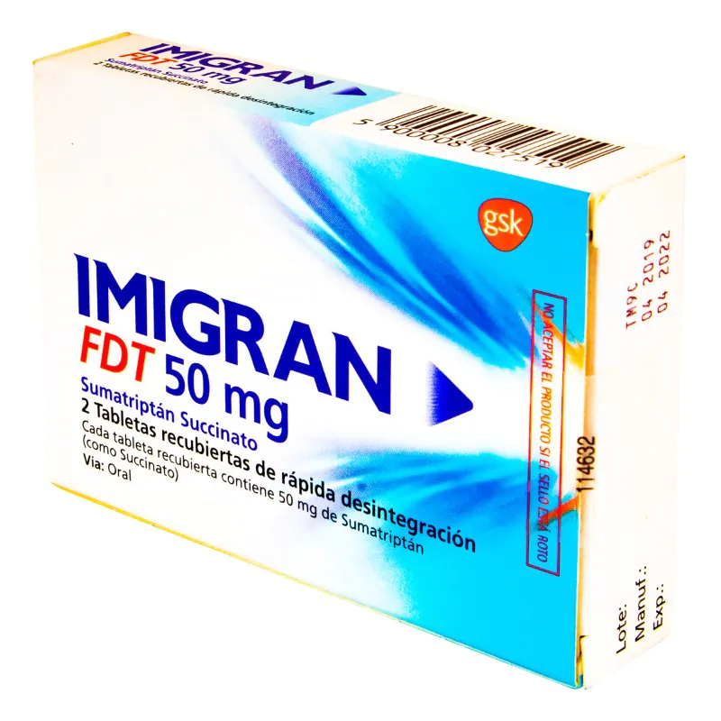 IMIGRAN FDT 50 MG 2 TABLETAS - Imagen 1