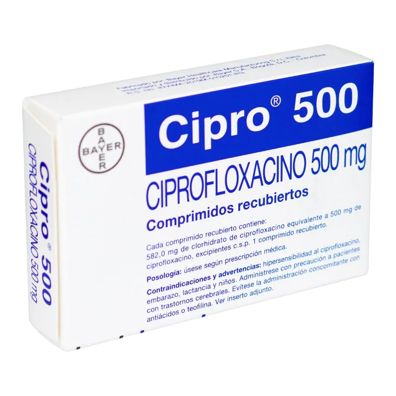 100020137 CIPRO 500 MG 8 TABLETAS - Imagen 1
