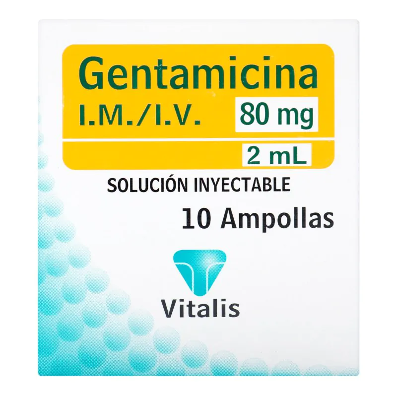 GENTAMICINA 80 MG/2 ML 10 AMPOLLAS VT - Imagen 1