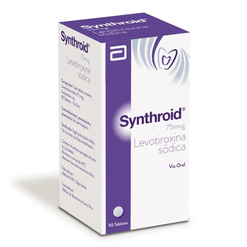 SYNTHROID 75 MCG FRASCO 90 TABLETAS - Imagen 1