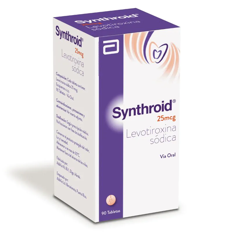 SYNTHROID 25 MCG FRASCO 90 TABLETAS - Imagen 1