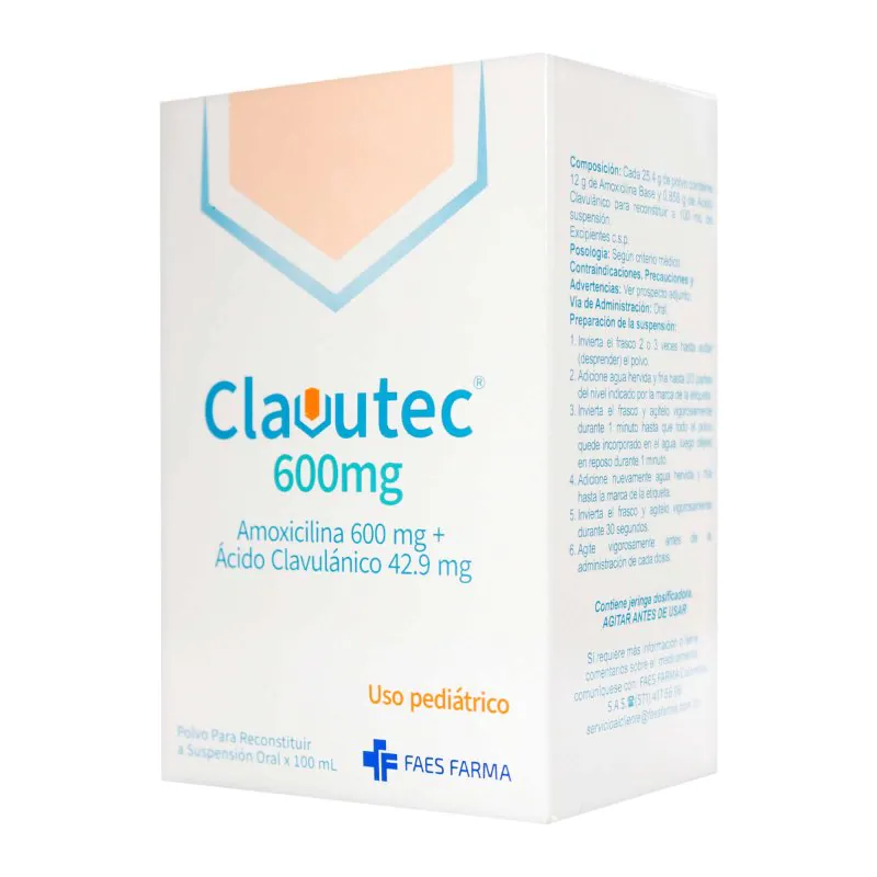 CLAVUTEC 600 MG + 42.9 MG/5 ML FCO 100ML - Imagen 1