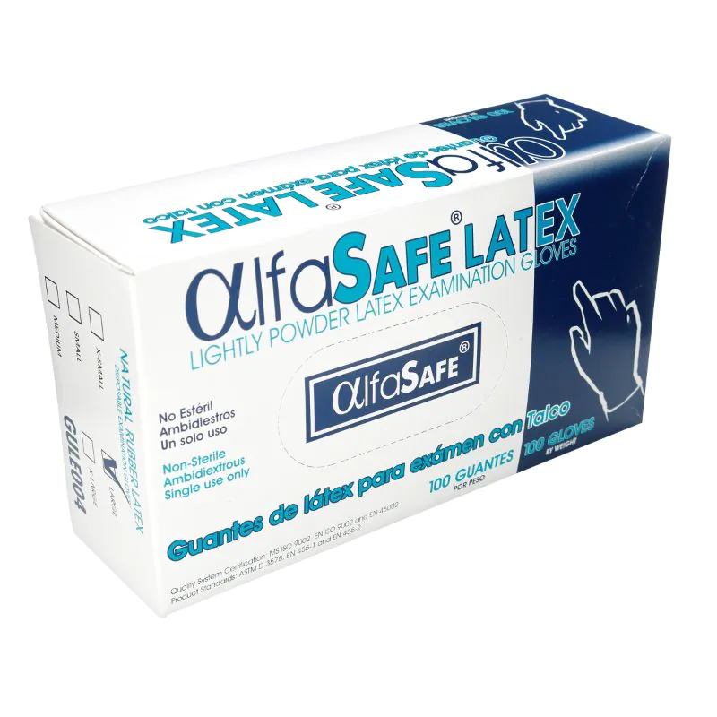 GUANTE EXAMEN ALFA LATEX 100 UND L - Imagen 1