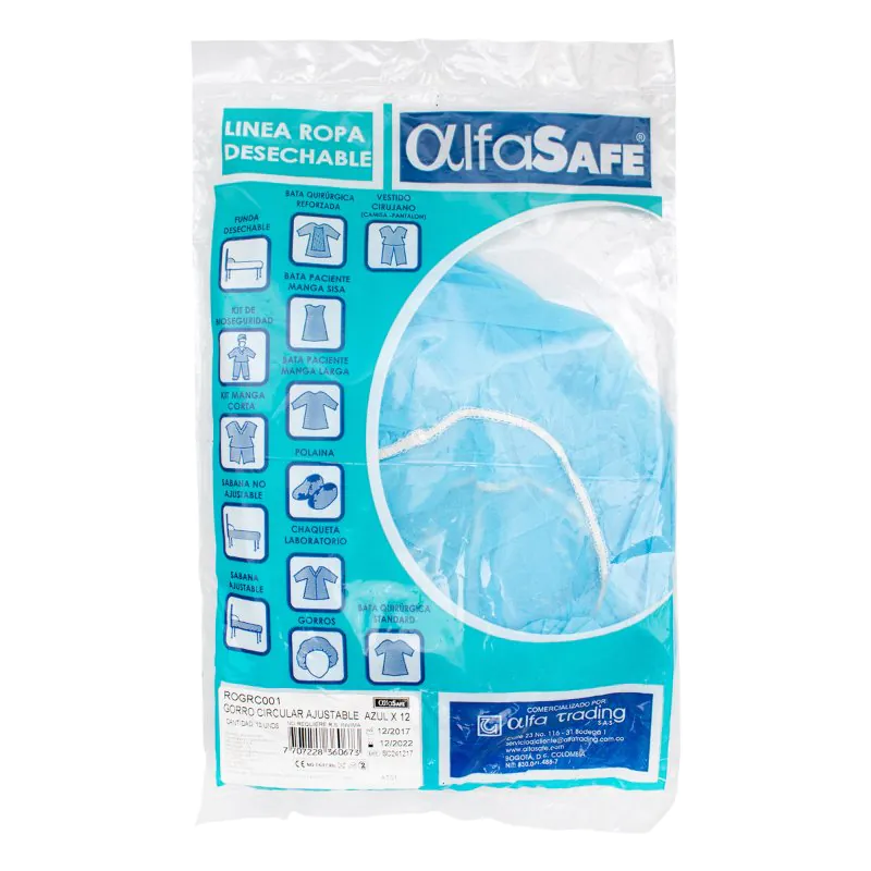 GORRO DESECHABLE AZUL ALFA 12 UND - Imagen 1