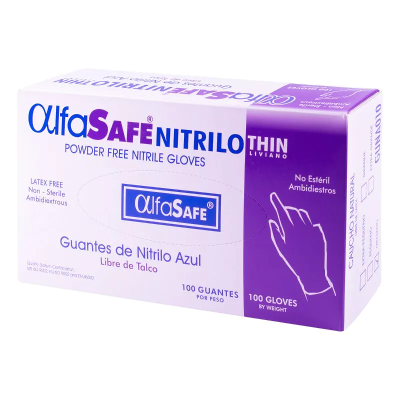 GUANTE NITRILO ALFA LIV.AZUL T.M 100 UND - Imagen 1