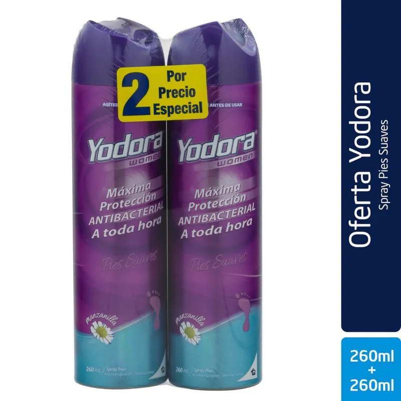 2 YODORA SPRAY PIES SUAVES 260 ML MUJER - Imagen 1