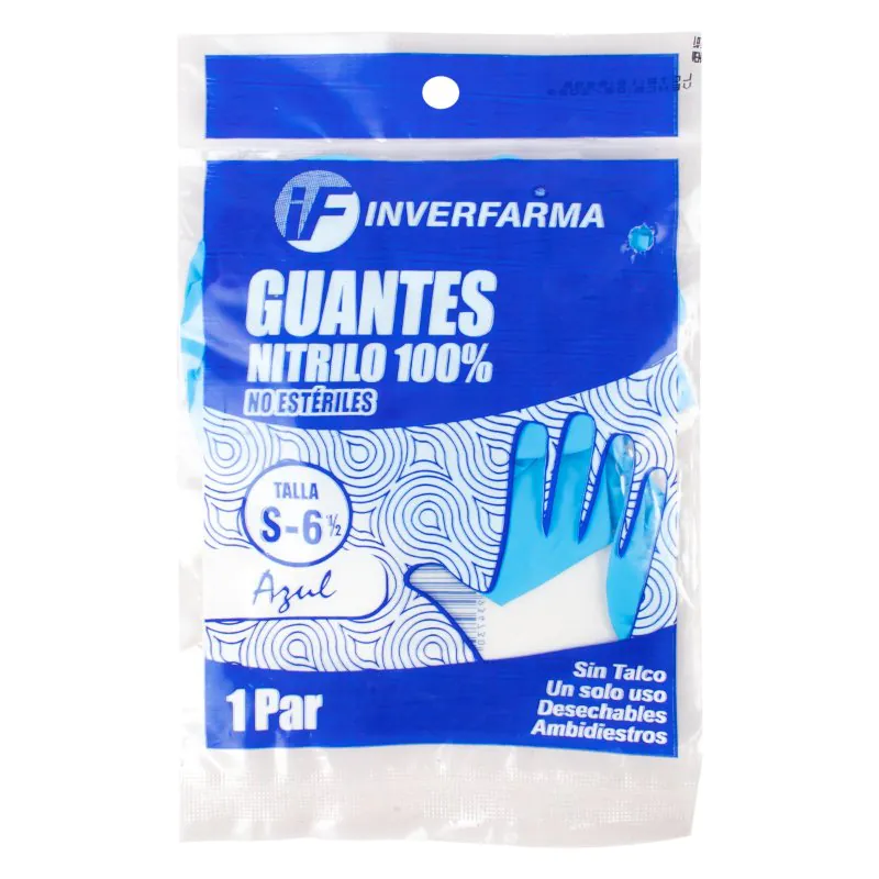 GUANTE NITRILO AZUL T.S 2 UDS INVERFARMA - Imagen 1