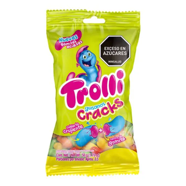 GOMAS TROLLI GUSANOS CRACKS BOLSA 50GRS - Imagen 1