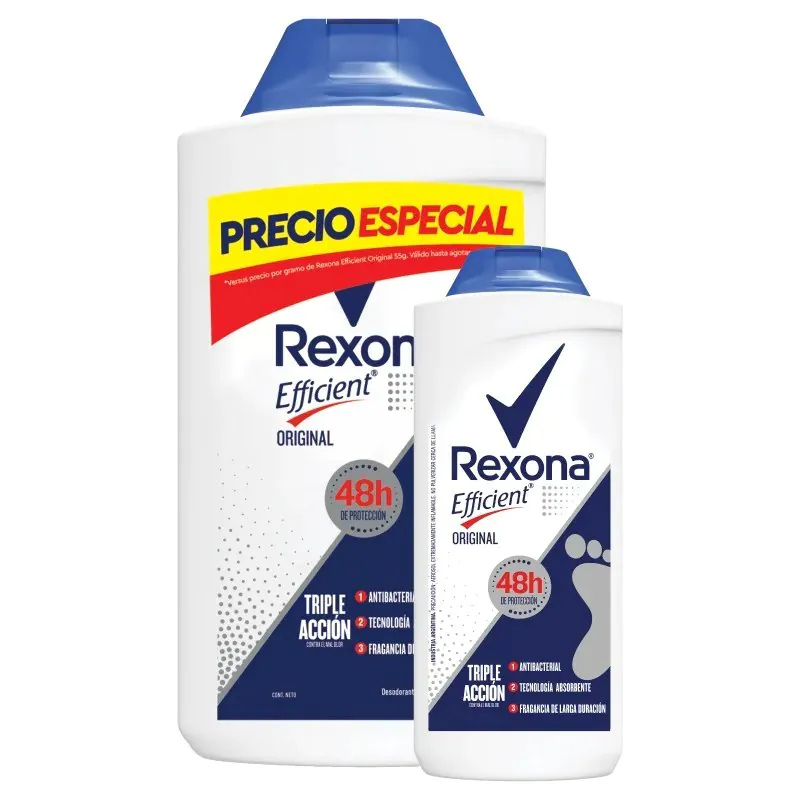 TALCO REXONA EFFICIENT 180 GR+55 GR S.OF - Imagen 1