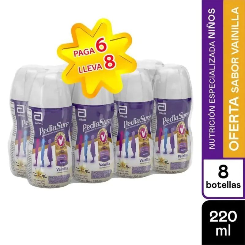 200046394 PEDIASURE RPB 8 UNDS VAI. 220ML P.E 20% DESC. - Imagen 1