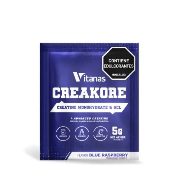 CREATINA CREAKORE SOB 5 GR BLUE RASPBERRY VITANAS - Imagen 1