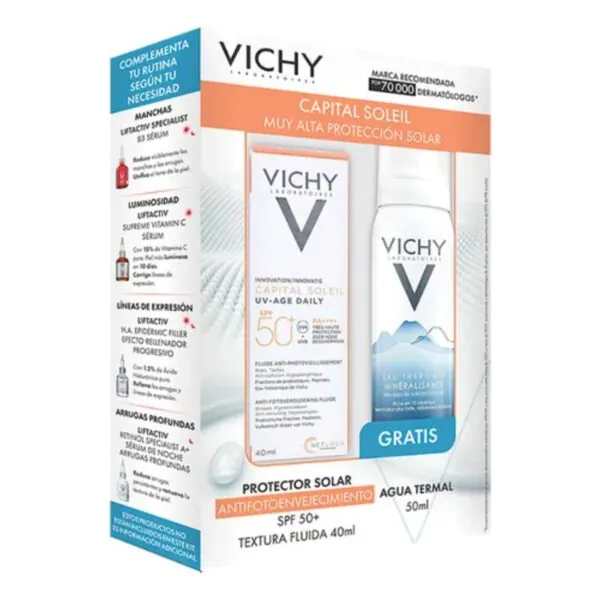 KIT VICHY BLOQ CAPITAL SOLEIL  ANTIFOTOENVEJ + AGUA TERMAL50 - Imagen 1