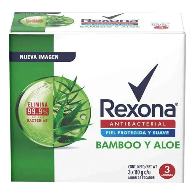 3 JABONES REXONA BAMBOO E ALOE 110 G - Imagen 1