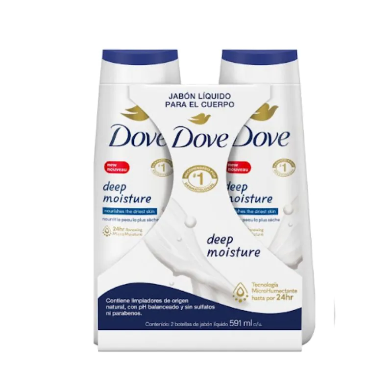 2 JABON LIQUI. DOVE DEEP MOISTURE 591 ML - Imagen 1